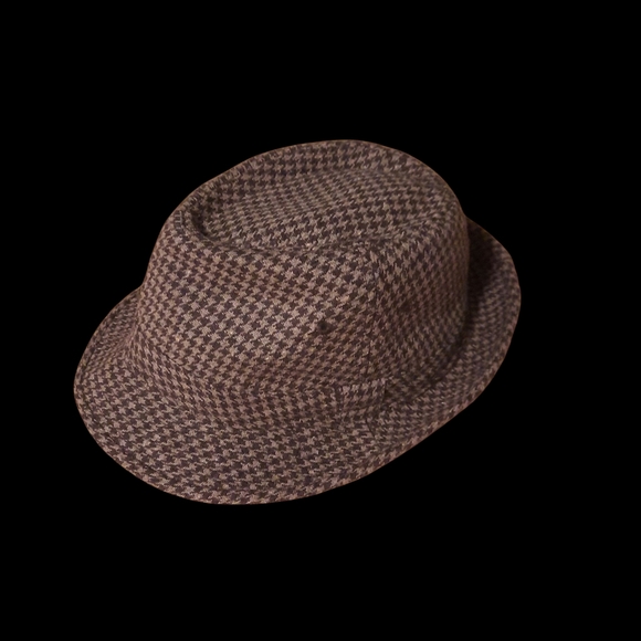 Classic Brown Houndstooth Fedora for Men - Picture 1 of 4